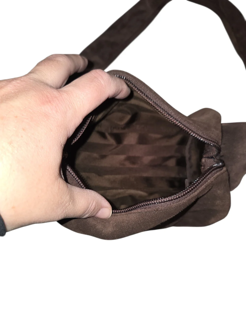 Henri Bendel Brown Suede Mini Knot-Handle Shoulder Bag - Picture 5 of 11